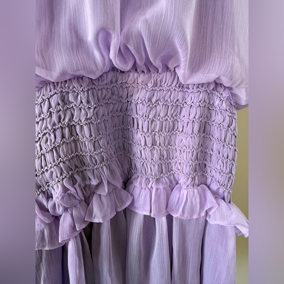 DO+BE Lilac Ruffle Mini Dress Sleeveless Smocked Waist Size M NWT - Picture 11 of 11